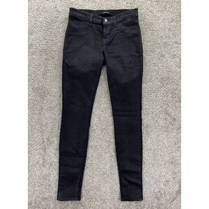 J‎ BRAND Jeans Womens 26 Black Super Skinny Stretch Coated Denim Goth Minimalist